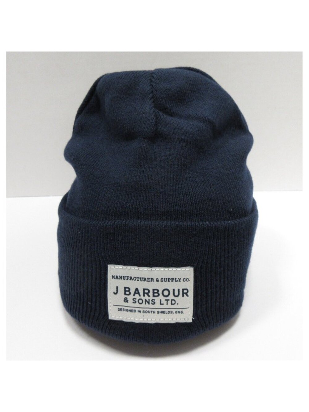 Barbour Hat Cap One Size Navy Nautic Beanie Wool Blend Knit Cuffed NEW
